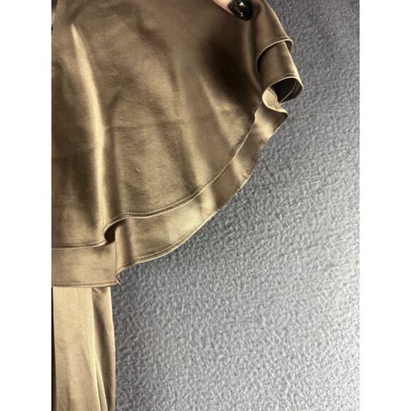 Banana Republic 100% silk flutter sleeve dress size 2 Gold Brown Sheath - Picture 2 of 9
